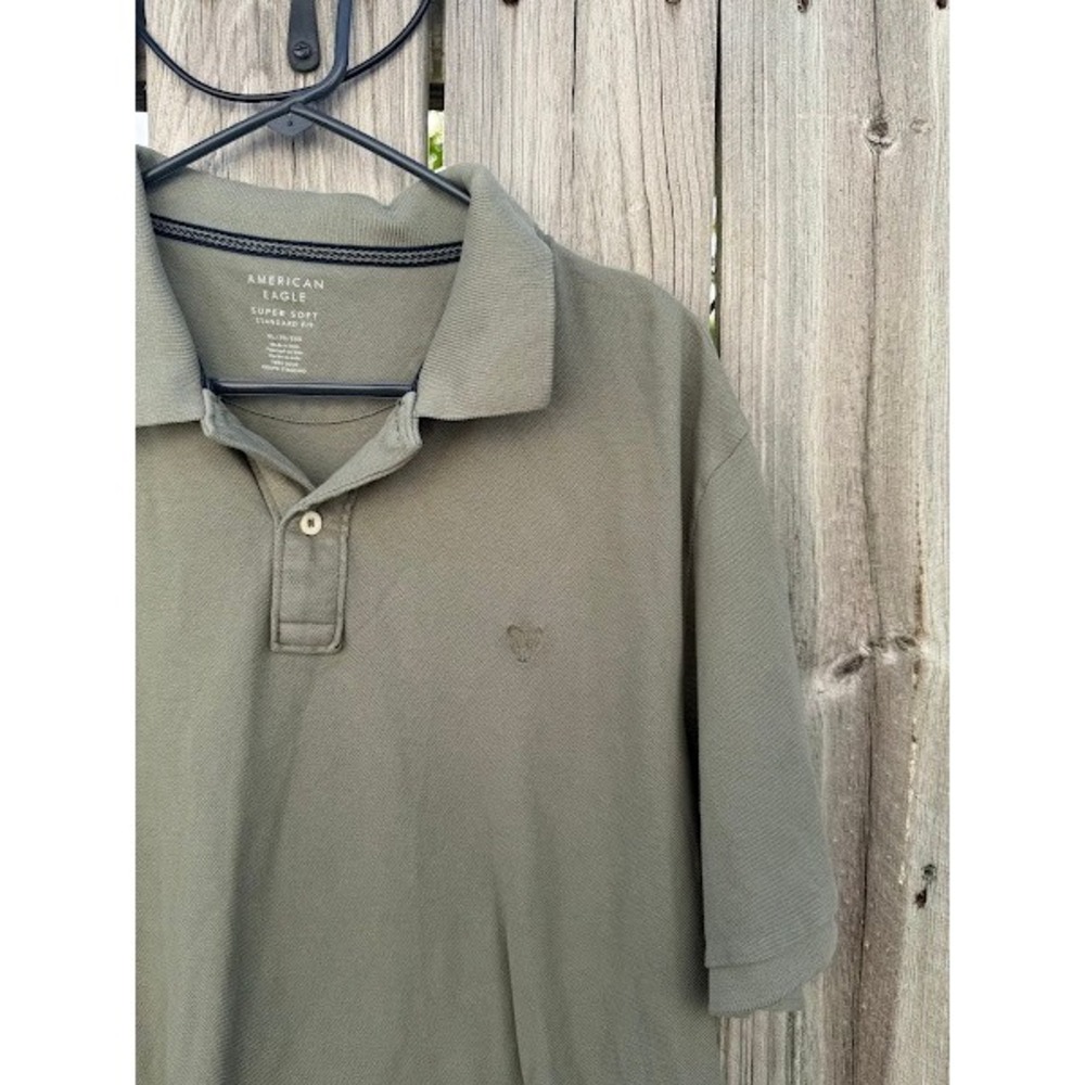 Casual Soft American Eagle Polo Shirt Mens XL Olive Green - Picture 2 of 3
